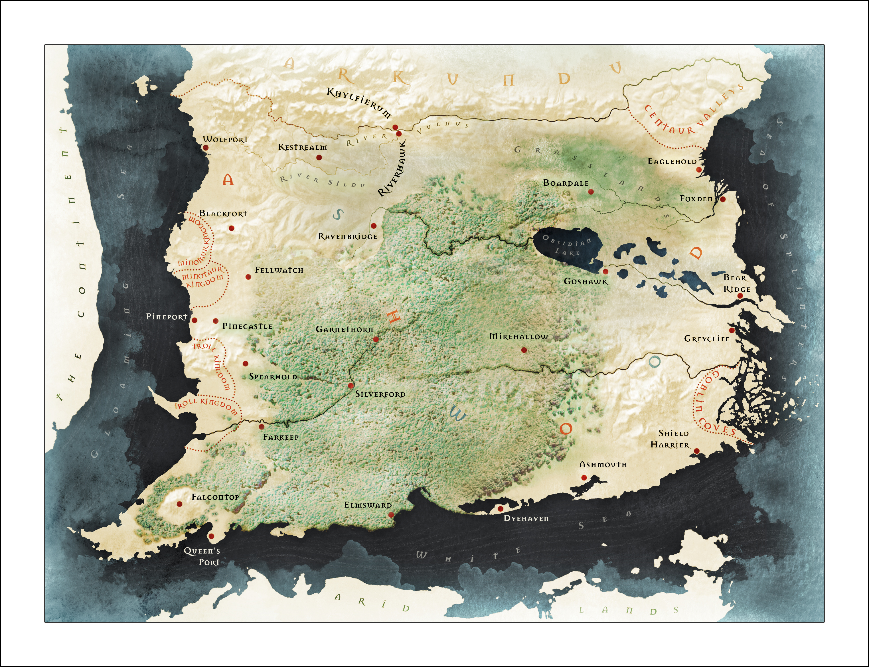 Fantasy map of the Kingdom of Ashwood &ndash; Draft 4 sketch